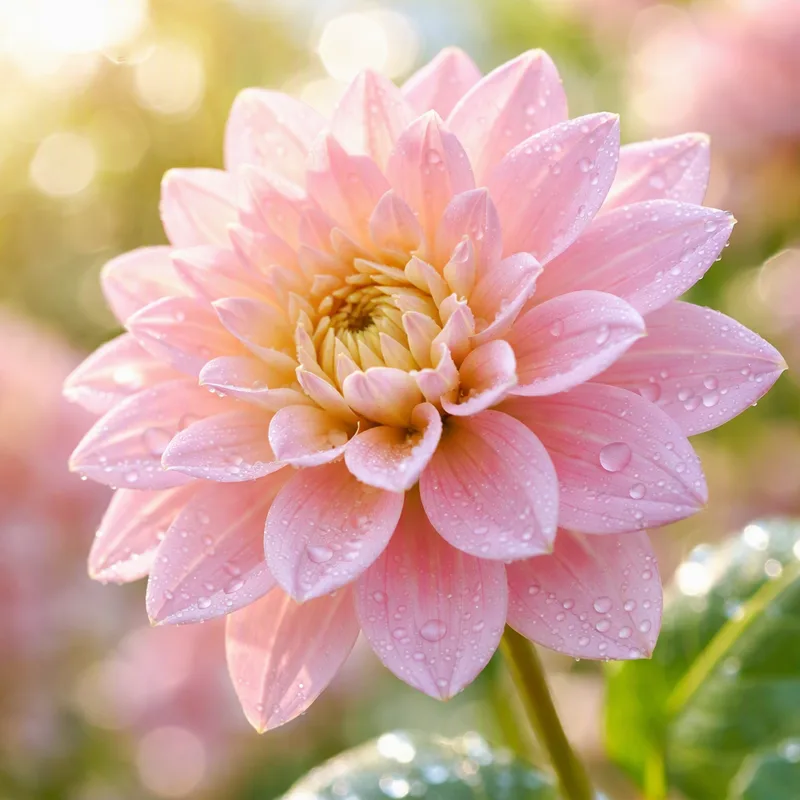 Dalia rosa: primo piano di un fiore delicato con petali a strati