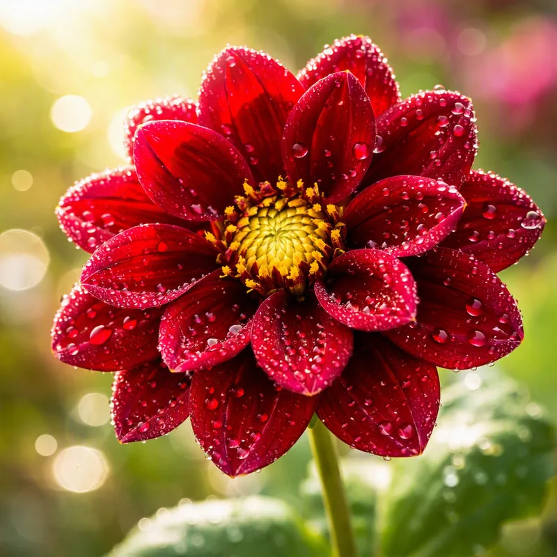 Dalia rossa: fiore autunnale drammatico e intenso