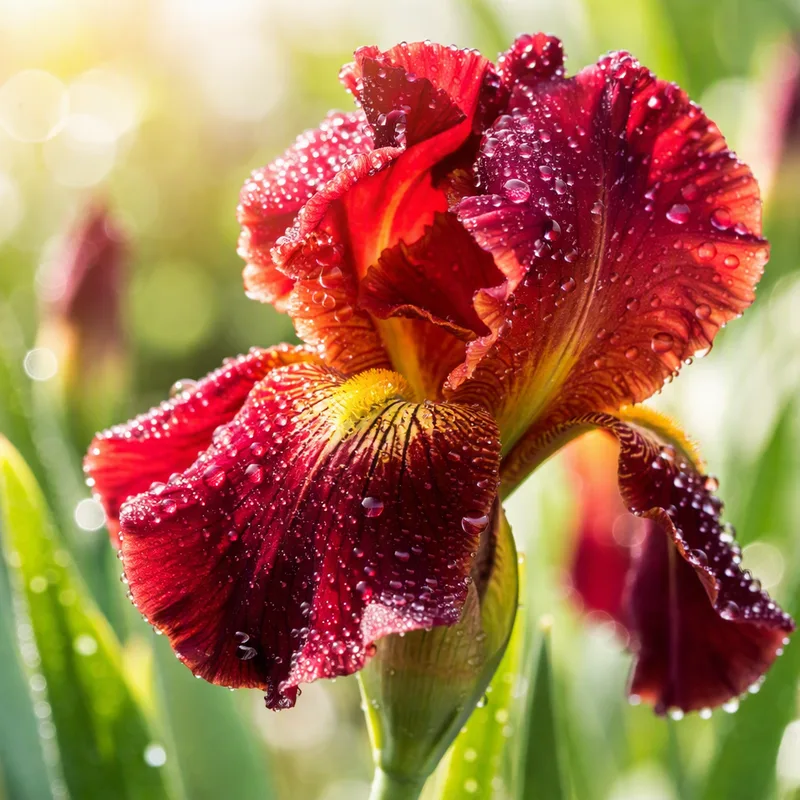 Iris viola scuro, primo piano dei petali decorativi